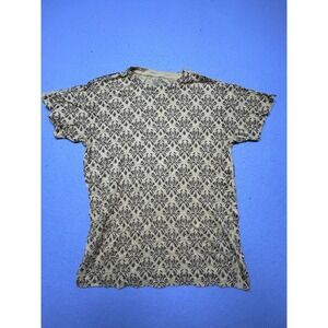 Brown Sound T Shirt 100% Cotton Yellow Brown Damask Print Size M Mens